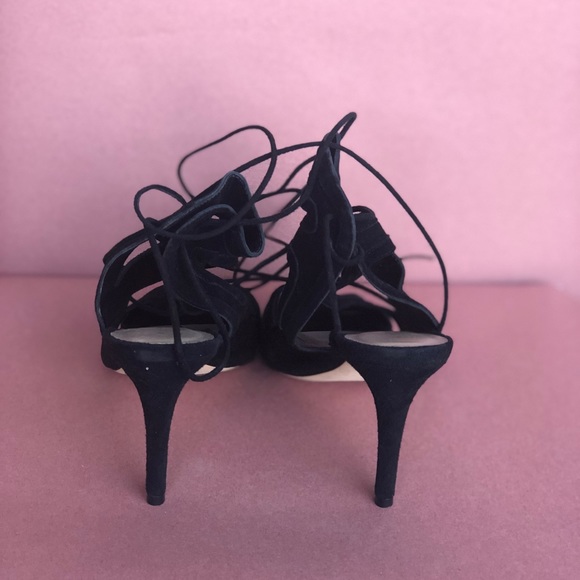 Loffler Randal black suede tie up heels - Picture 4 of 6